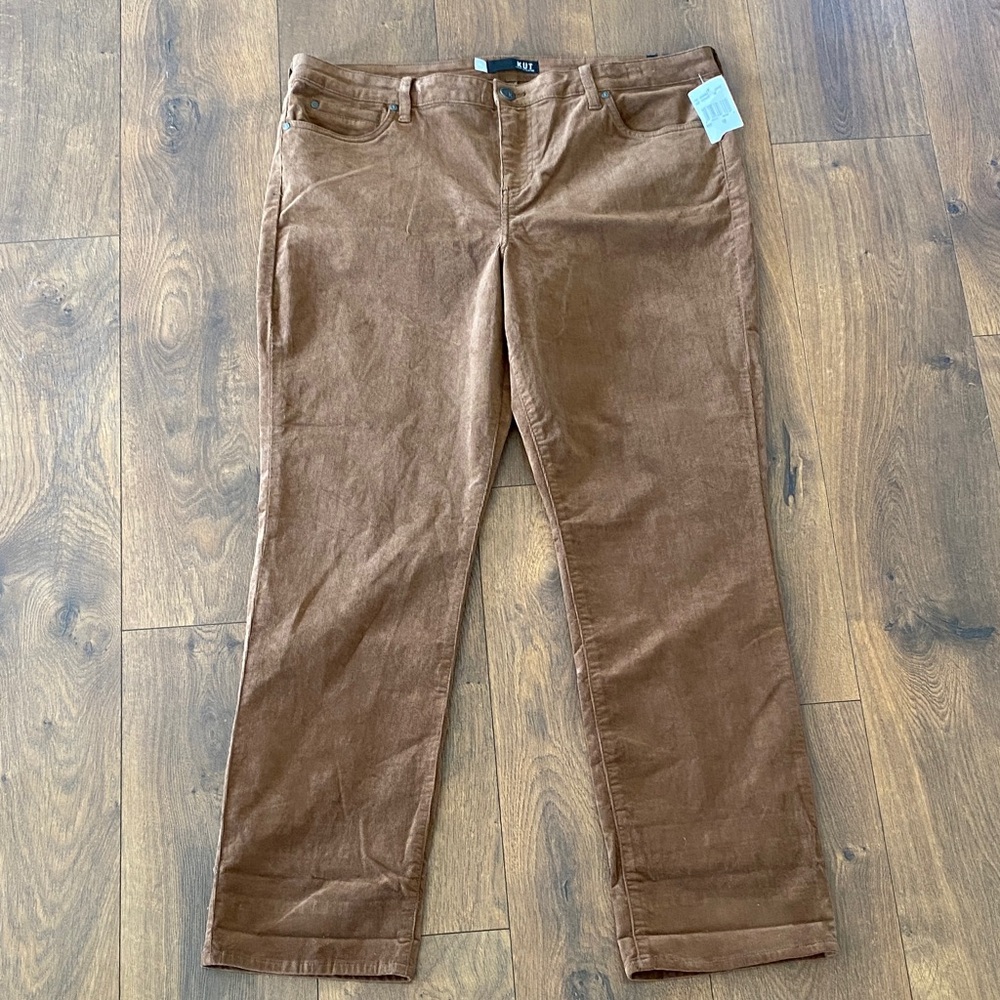 Kut from the Kloth Catherine Boyfriend Cognac Corduroy Pants size 18 New!